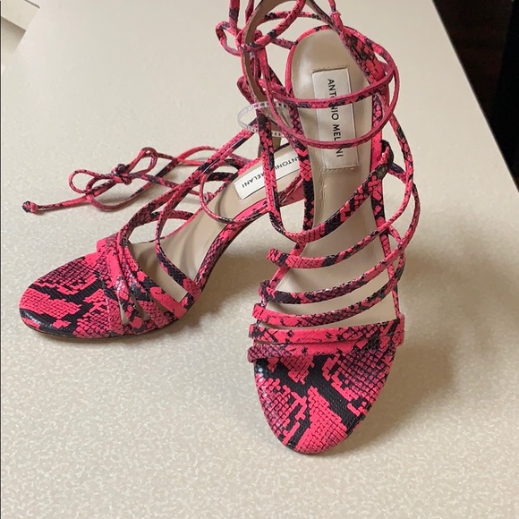 NWT Antonio Melani Valyn Snake Print Lace Up Heel - Picture 4 of 10